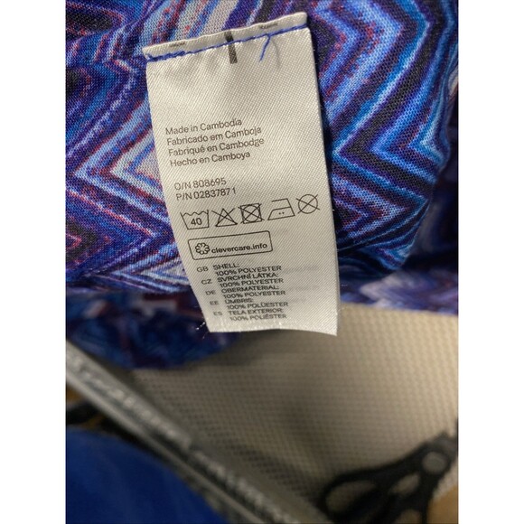 H&M Blouse Large Belted‎ Sleeveless Abstract Blue Large Light Spring Summer - Picture 7 of 7